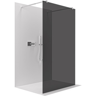CERANO - Sprchová zástena Walk-in Onyx Duo Ľ/P - 10 mm - guľatá vzpera - chróm, grafitové sklo - 120x200 cm