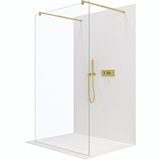 CERANO - Sprchová zástena Walk-in Onyx Duo Ľ/P - 8 mm - okrúhla vzpera - zlatá kartáčovaná, transparentné sklo - 120x200 cm - ROZBALENÉ