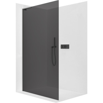 CERANO - Sprchová zástena Walk-in Onyx L-ľavá vzpera - 10 mm - čierna matná, grafitové sklo - 120x200 cm