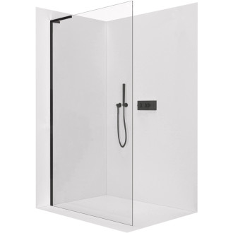 CERANO - Sprchová zástena Walk-in Onyx L-ľavá vzpera - 10 mm - čierna matná, transparentné sklo - 160x200 cm