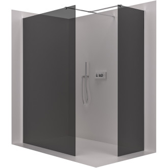 CERANO - Sprchová zástena Walk-in Onyx TL/P - 10 mm - hranatá vzpera - chróm, grafitové sklo - 140x140x200 cm