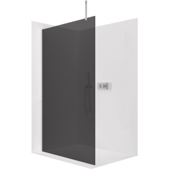 CERANO - Sprchová zástena Walk-in Onyx Top Cube Ľ/P - 10 mm - hranatá vzpera - chróm, grafitové sklo - 120x200 cm