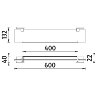 Nimco Keira KE 22091BX-60-26 Polica s ohrádkou, 60 cm chróm
