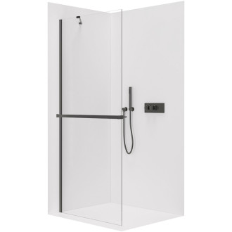 CERANO - Sprchová zástena Walk-in Onyx YL/P - 10 mm + polička / držiak - čierna matná, transparentné sklo - 160x200 cm