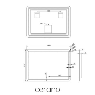 CERANO - Kúpeľňové LED zrkadlo Retano - 100x70 cm