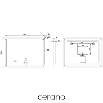 CERANO - Kúpeľňové LED zrkadlo Speculare - 90x70 cm