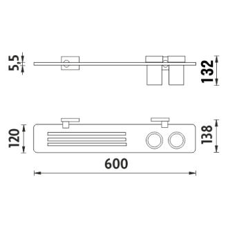 Nimco Keira KE X360-58DW-26 Polica IXI s pohármi chróm