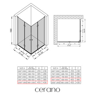 CERANO - Sprchovací kút Volpe Duo Ľ/P - 6 mm - čierna matná, transparentné sklo - 100x90 cm - zalamovacia