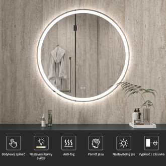 CERANO - Kúpeľňové LED zrkadlo Eterno - Ø 70 cm