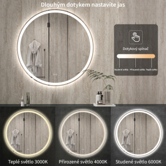 CERANO - Kúpeľňové LED zrkadlo Eterno - Ø 70 cm