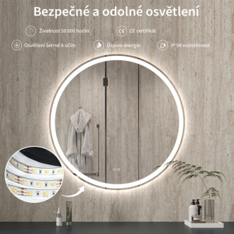 CERANO - Kúpeľňové LED zrkadlo Eterno - Ø 70 cm