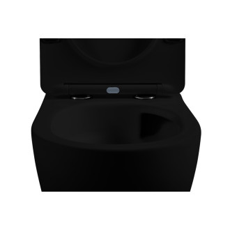 CERANO - Závesná WC misa Cesso, Vortex Rimless + UF sedátko - čierna matná - 49x36 cm
