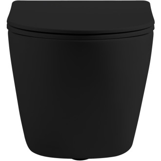 CERANO - Závesná WC misa Cesso, Vortex Rimless + UF sedátko - čierna matná - 49x36 cm
