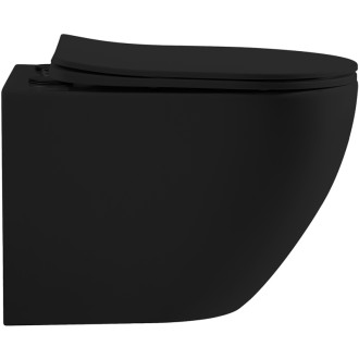 CERANO - Závesná WC misa Cesso, Vortex Rimless + UF sedátko - čierna matná - 49x36 cm