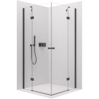 CERANO - Sprchovací kút Marino Duo Ľ/P - 6 mm - čierna matná, transparentné sklo - 90x90 cm - pántový