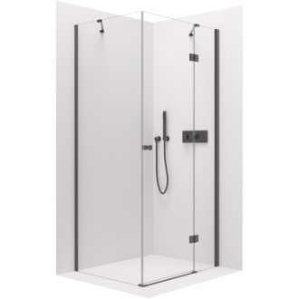 CERANO - Sprchovací kút Marino Ľ/P - 6 mm - čierna matná, transparentné sklo - 90x90 cm - pántový