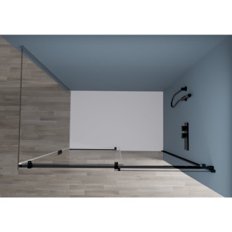 CERANO - Sprchovací kút Santoro Ľ/P - 6 mm - čierna matná, transparentné sklo - 130x80 cm - posuvný
