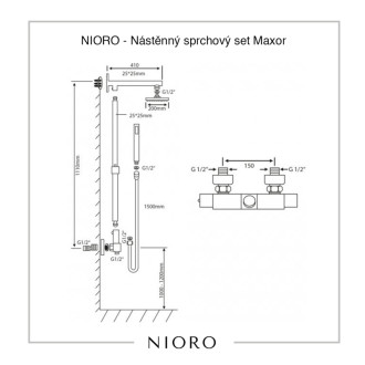 CERANO - Nástenný sprchový set Maxor - termostatická batéria - chróm