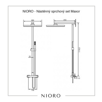 CERANO - Nástenný sprchový set Maxor - termostatická batéria - chróm