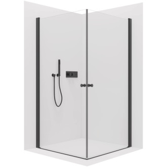 CERANO - Sprchovací kút Antelo Duo Ľ/P - 6 mm - čierna matná, transparentné sklo - 100x80 cm - otočný