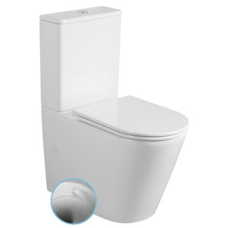 AVIS WC kombi, Vortex Rimless, spodný/zadný odpad, biela PC106V