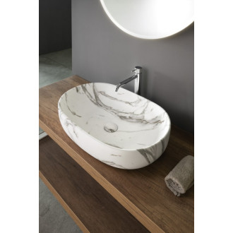 CALEO keramické umývadlo na dosku, 60x42cm, bianco carrara CA590BC