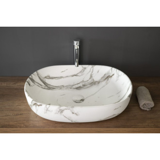 CALEO keramické umývadlo na dosku, 60x42cm, bianco carrara CA590BC