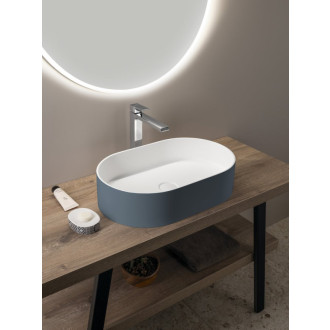 THIN umývadlo na dosku, Rockstone, 55x35cm, siena/biela mat WN205-42