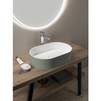 THIN umývadlo na dosku, Rockstone, 55x35cm, verde/biela mat WN205-44