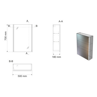 DENEB galerka 50x70x18cm, biela mat DN050