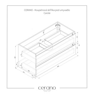 CERANO - Kúpeľňová skrinka Carole + keramické umývadlo Todo - dub medový - 101x49,5x46,5 cm