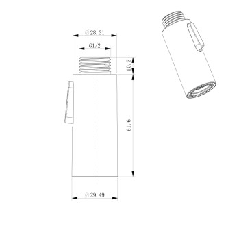 FLAWO výsuvná sprcha drezovej batérie 1/2&quot;, 2 režimy, čierna mat FR583B FR583B