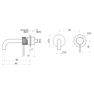 ULTRASAN podomietková dvojprvková umývadlová batéria, hubica 16cm, chróm UT118V