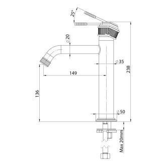 VERSI stojanková umývadlová batéria, výška 240mm, čierna mat RV004/15