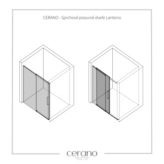 CERANO - Sprchové posuvné dvere Lantono L/P - 8 mm - čierna matná, transparentné sklo - 160x195 cm - ROZBALENÉ