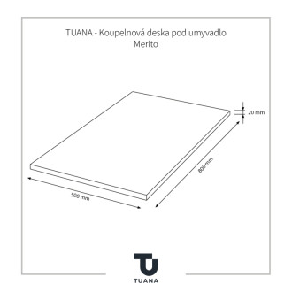 TUANA - Kúpeľňová doska pod umývadlo Merito - biela matná - 80 cm - 2 AKOSŤ