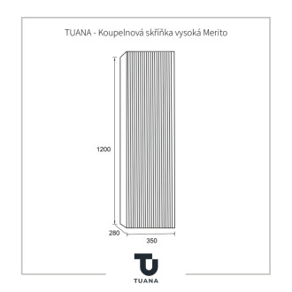 TUANA - Kúpeľňová skrinka vysoká Merito - čierna matná - 35x120x28 cm - 2 AKOSŤ