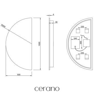 CERANO - Kúpeľňové LED zrkadlo Mare - 50x100 cm