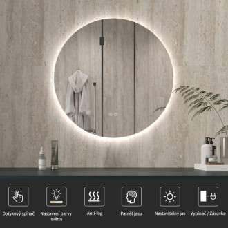 CERANO - Kúpeľňové LED zrkadlo Verido - Ø 80 cm