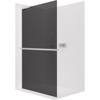CERANO - Sprchová zástena Walk-in Onyx L-ľavá vzpera - 10 mm + polička/držiak na uteráky - chróm, grafitové sklo - 120x200 cm