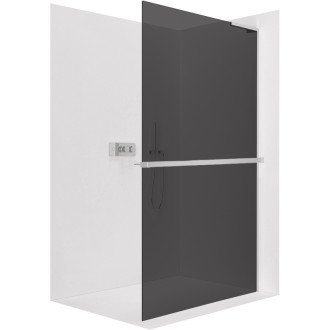 CERANO - Sprchová zástena Walk-in Onyx L-pravá vzpera - 10 mm + polička / držiak na uteráky - chróm, grafitové sklo - 120x200 cm