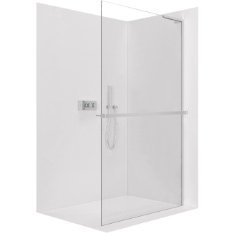 CERANO - Sprchová zástena Walk-in Onyx L-pravá vzpera - 10 mm + polička / držiak na uteráky - chróm, transparentné sklo - 160x200 cm