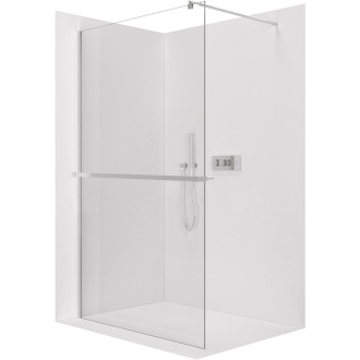 CERANO - Sprchová zástena Walk-in Onyx Round Ľ/P - 10 mm + polička/držiak na uteráky - guľatá vzpera - chróm, transparentné sklo - 160x200 cm