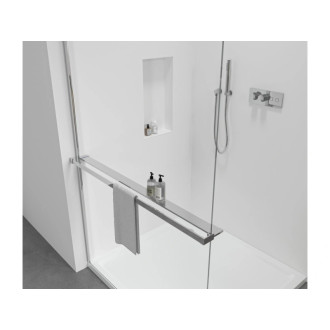CERANO - Sprchová zástena Walk-in Onyx Round Ľ/P - 10 mm + polička/držiak na uteráky - guľatá vzpera - chróm, transparentné sklo - 160x200 cm