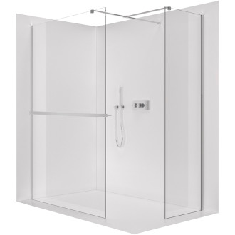 CERANO - Sprchová zástena Walk-in Onyx TL/P - 10 mm - hranatá vzpera + polička/držiak na uteráky - chróm, transparentné sklo - 160x150x200 cm