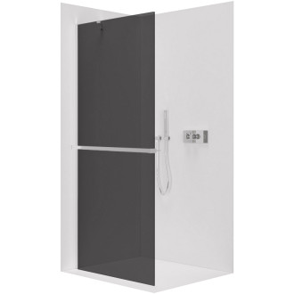 CERANO - Sprchová zástena Walk-in Onyx YL/P - 10 mm + polička/držiak na uteráky - chróm, grafitové sklo - 140x200 cm