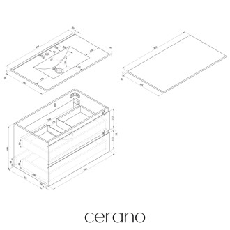 CERANO - Kúpeľňová skrinka Carole s doskou pod umývadlo - 18 mm - biela matná - 71x49,8x46,5 cm