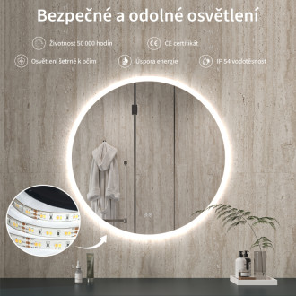 CERANO - Kúpeľňové LED zrkadlo Aureo - Ø 60 cm - ROZBALENÉ