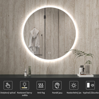 CERANO - Kúpeľňové LED zrkadlo Aureo - Ø 60 cm - ROZBALENÉ