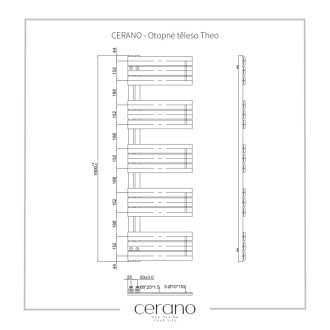 CERANO - Kúpeľňový radiátor Theo - L/P - asymetrické pripojenie 50mm - 812W - čierna matná - 1600x500 mm